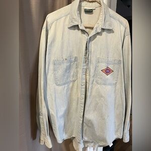 Light Blue Denim Shirt with Embroidered Patch
